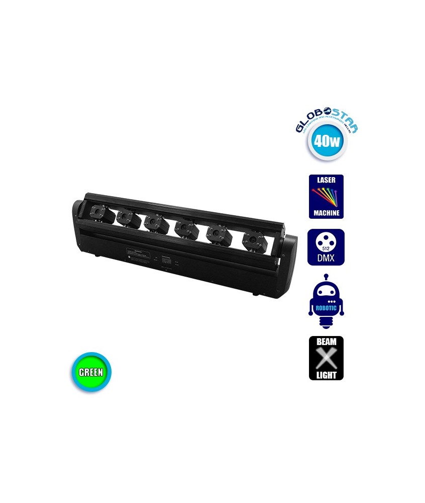 Επαγγελματική Μπάρα Laser με 6x60mw-532nm Κεφαλές 230V 3° DMX512 Πράσινο GloboStar 51164